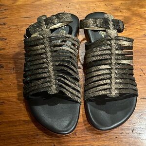 Matt Brendon burnished gold gladiator sandals, size 10, barely worn.